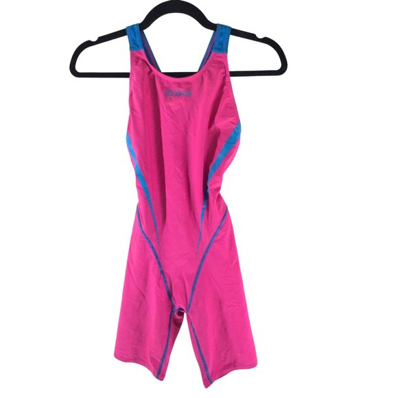 Zoke Girls Training Competition Swimsuit Open Back Pink Blue L - Picture 1 of 3